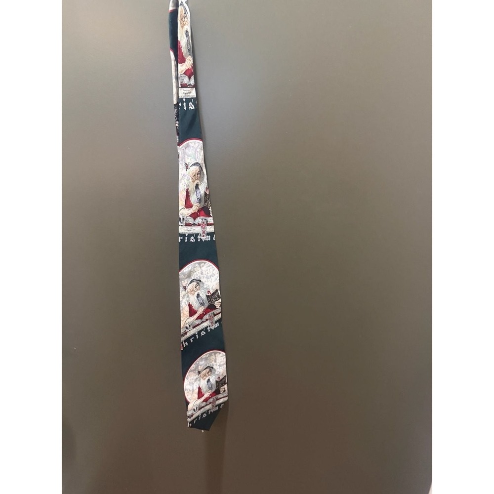 Vintage 1997 Norman Rockwell Saturday Evening Post Santa Christmas Necktie